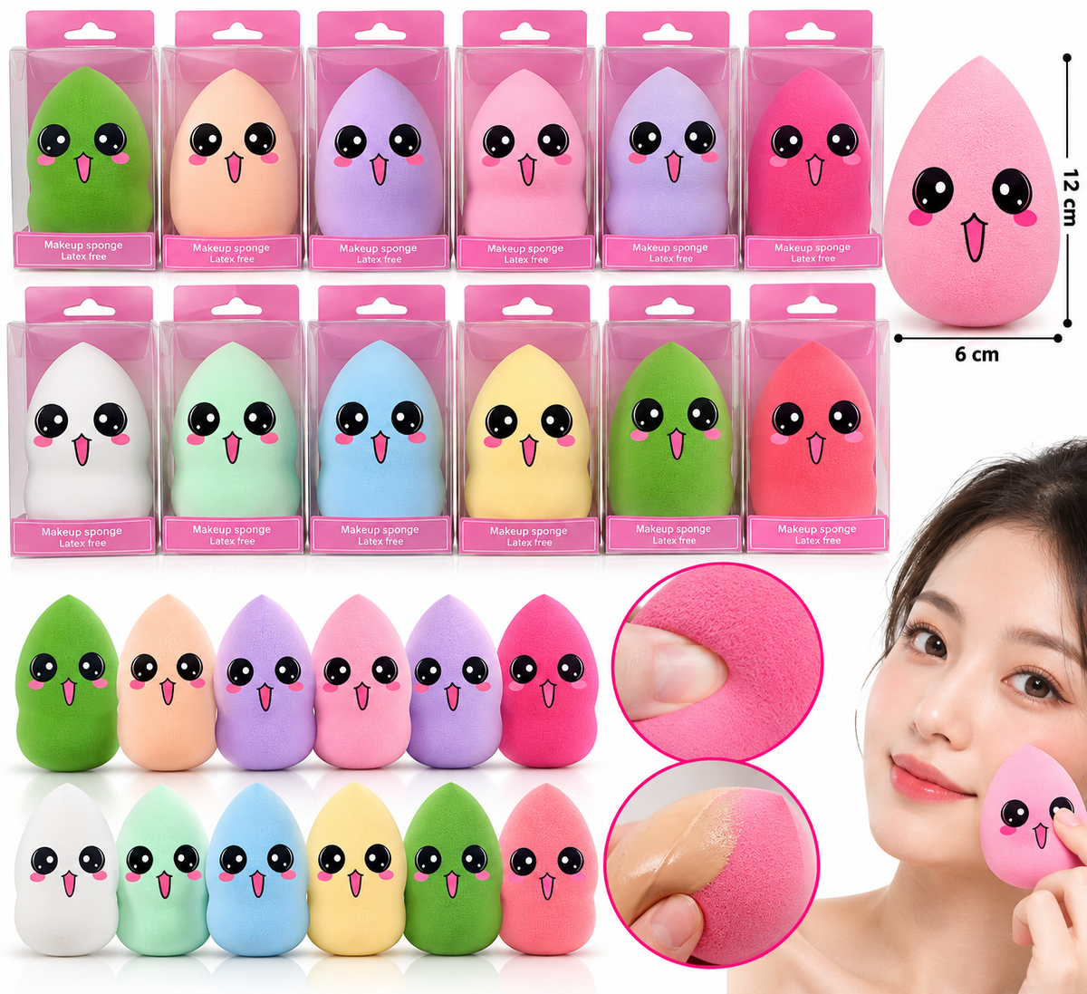 12 Esponja para Maquillaje caja individual AA-47