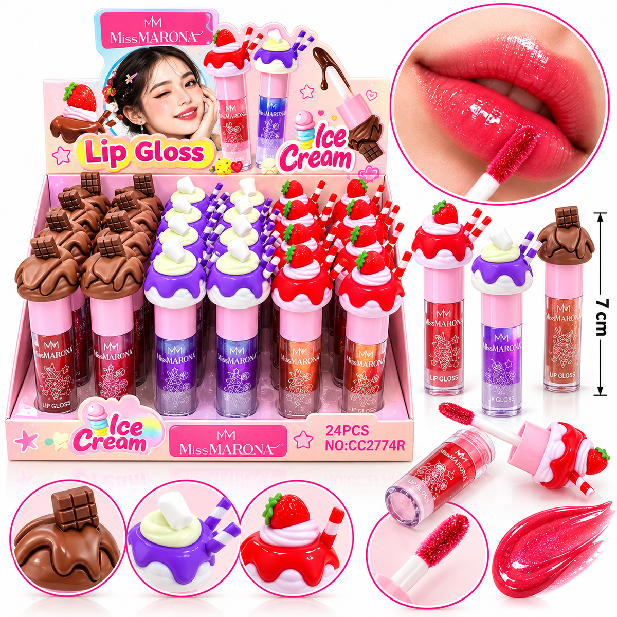 24pc|Lip Gloss ice cream|CC2774R