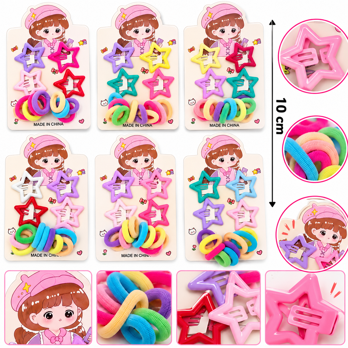 12Pack|Broche estrella con mini donita de colores| C180