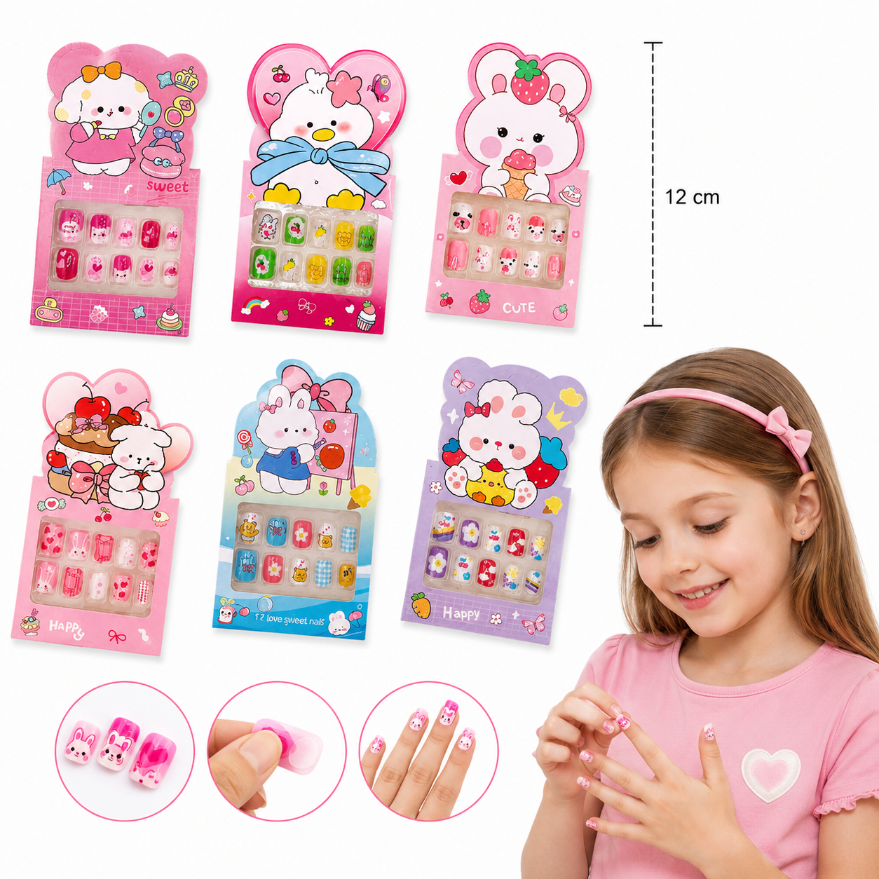 12 pack | Uñas Postizas Kwaii |D59a