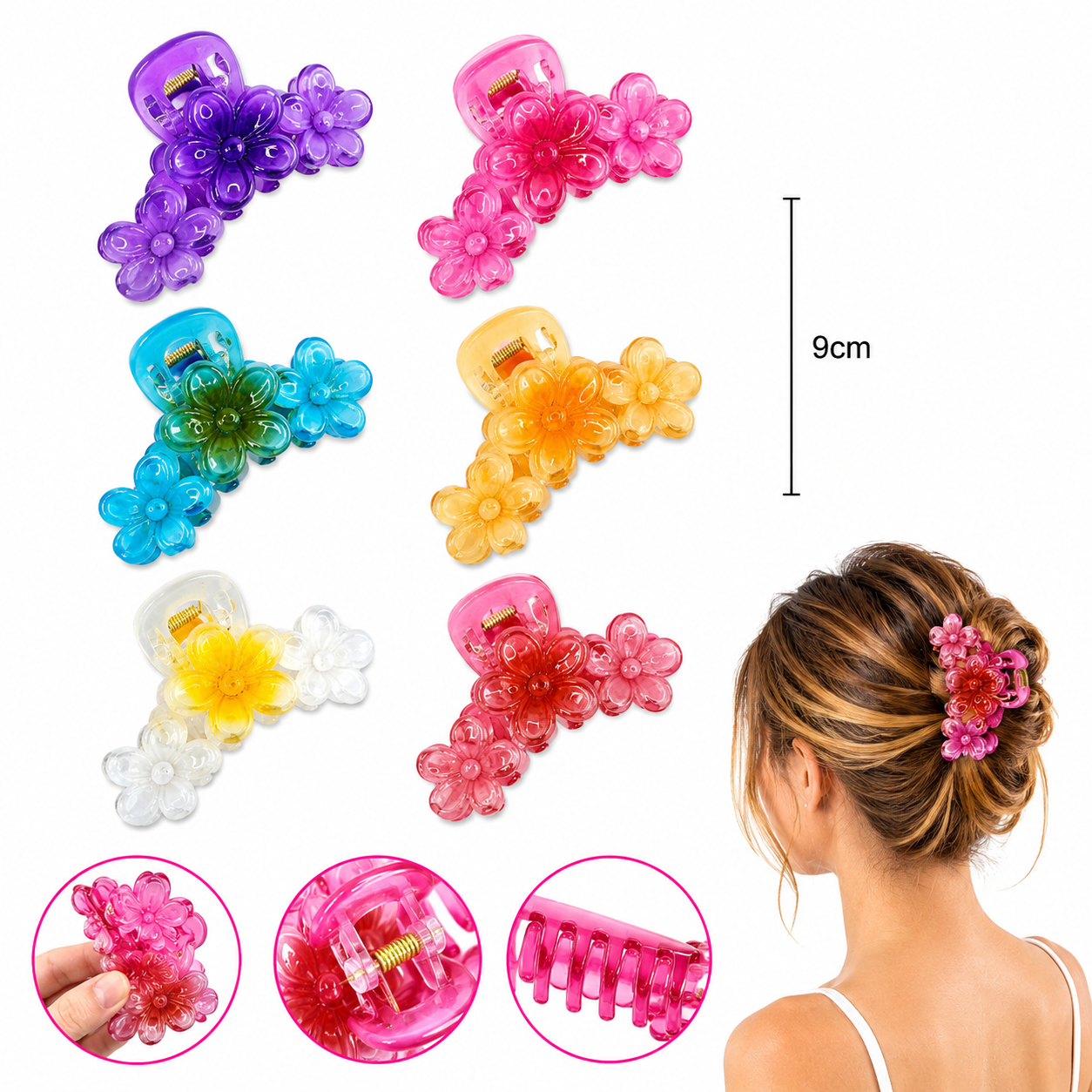 12 Pinzas flores 9Cm FJ-208