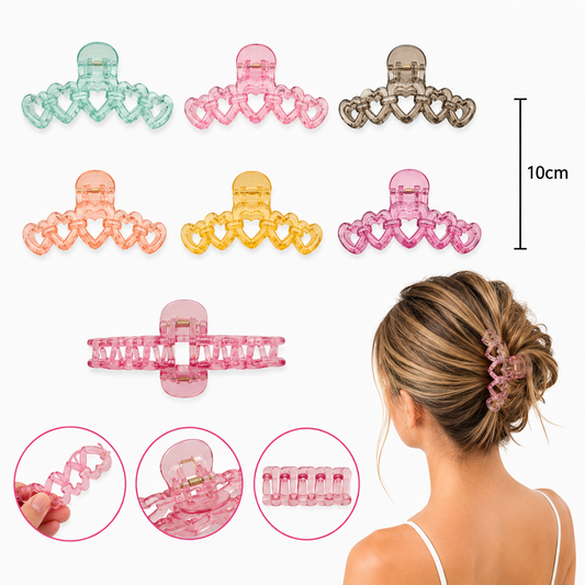 12pc| Pinzas Corazones Transparente| FJ-617