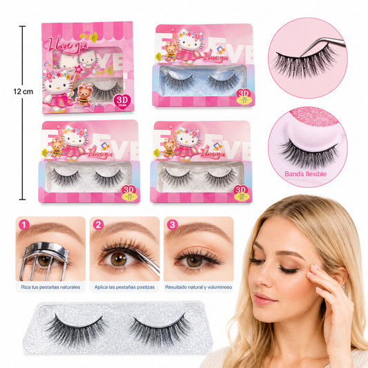 12pc|Pestañas Hello Kitty |B97