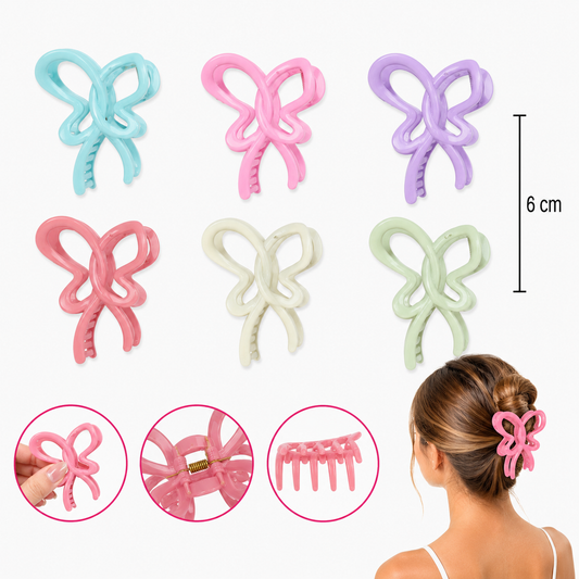 12 Pinzas Moño colores pastel FJ-406C