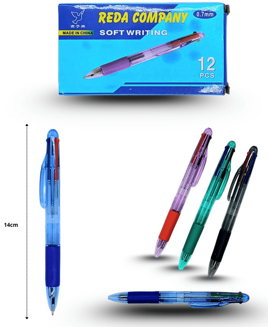 12 Plumas  de cuatro colores