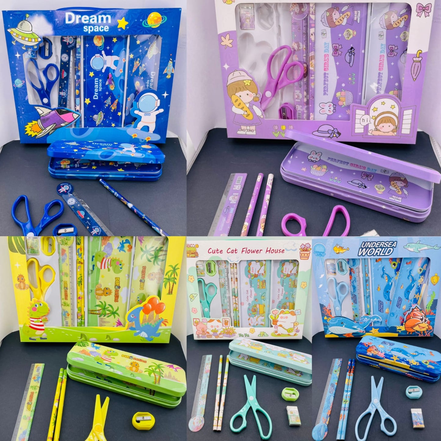 SET ESCOLAR (incluye estuchera, regla,2 lápices ,sacapuntas y borrador) 3H-54