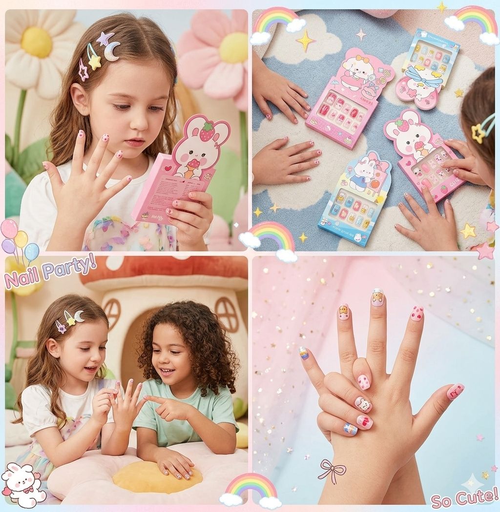 12 PAQ Uñas Postizas Kwaii C54