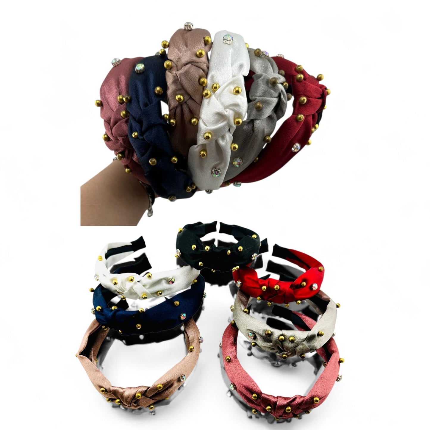 12 DIadema Nudo Perlas T-105