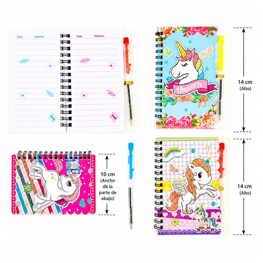 12pc| libretas con pluma unicornio|3G-1