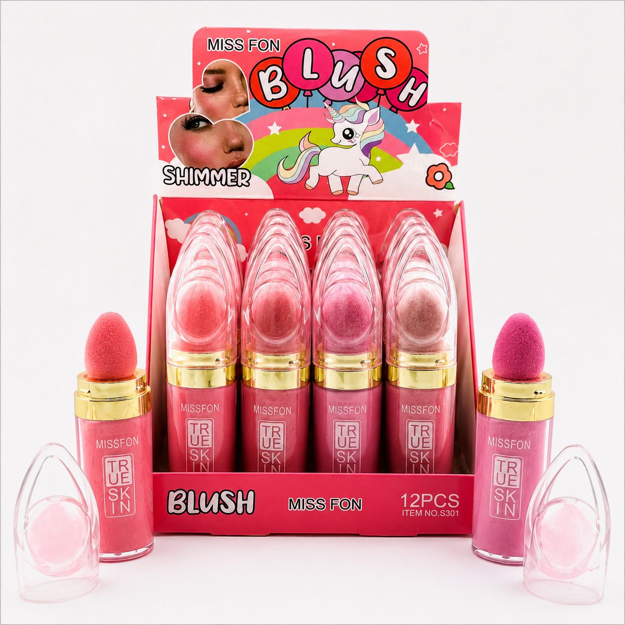 12 Rubor en polvo con glitter S301