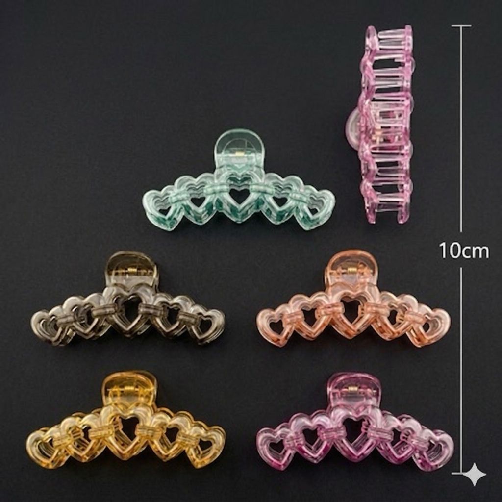 12 Pinzas Corazones Transparente FJ-617