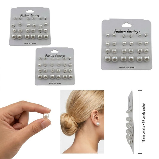 12pack| Set Aretes Perlas |A611C