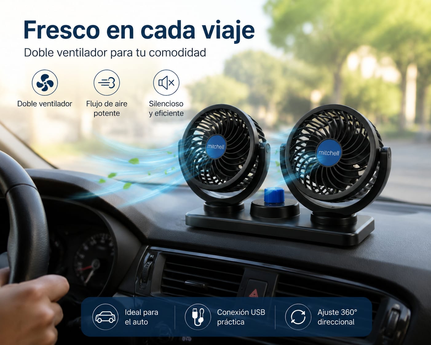 1pc| ventilador doble para carro|