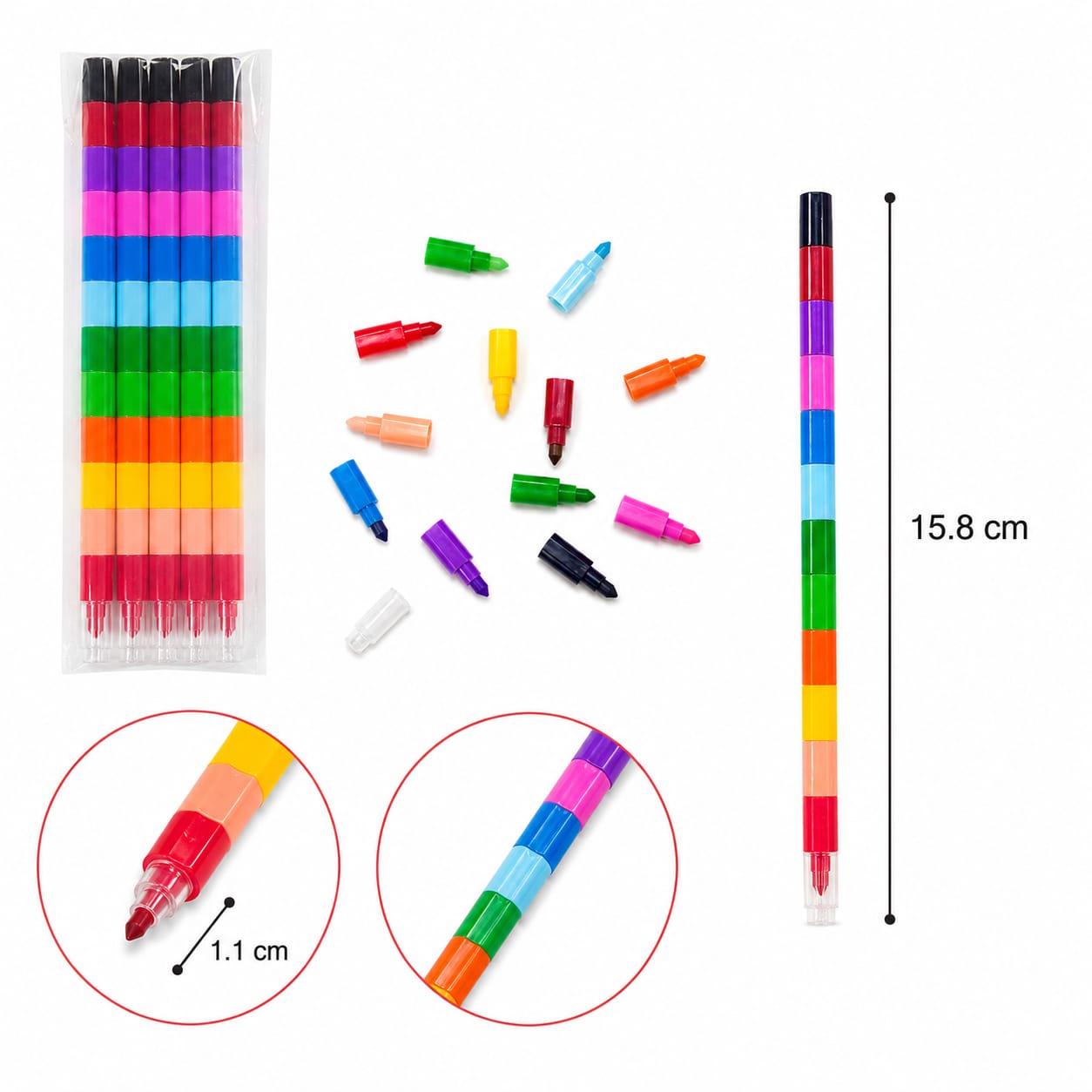 6pc|lapices de crayones apilables|56-12