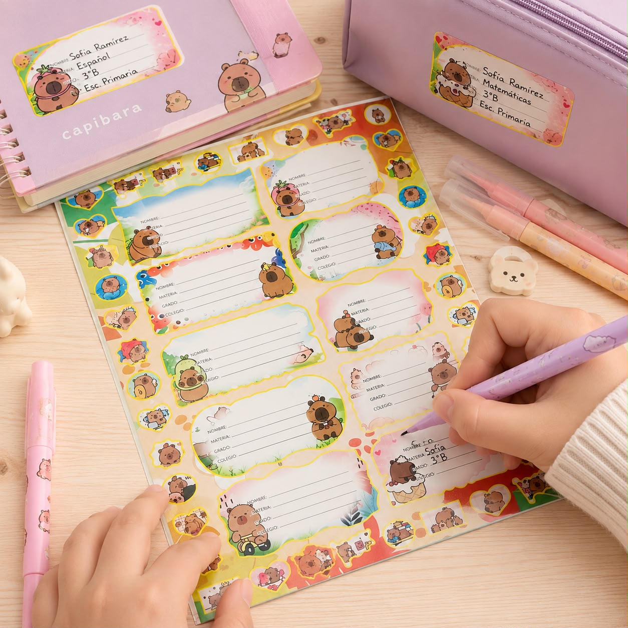 12juegos|Planillas de etiquetas escolares capibara|MBY-15