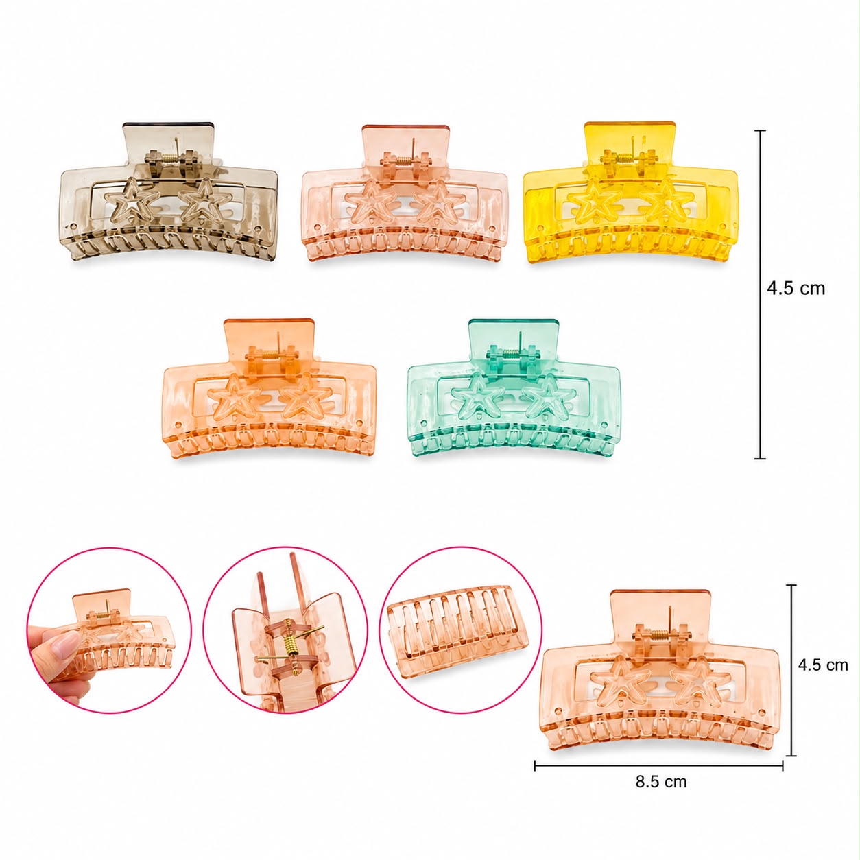 12pc|pinza maleta estrella transparente|AF05-085