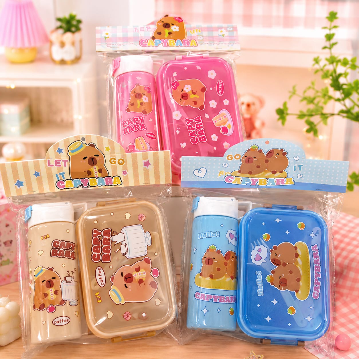 1pc|topper capibara (incluye cuchara,tenedor,botella)|3378