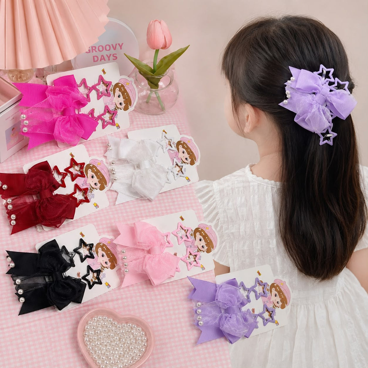 12pack|MIni moño c/broche estrella|D174