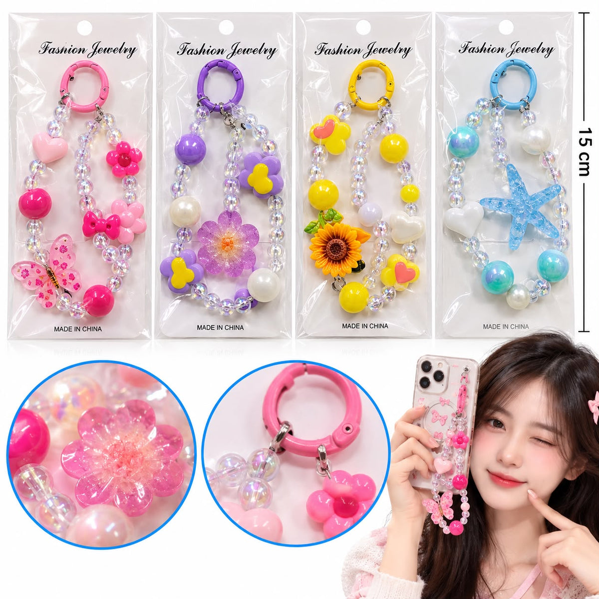 12pc|Pulcera para telefono flores|