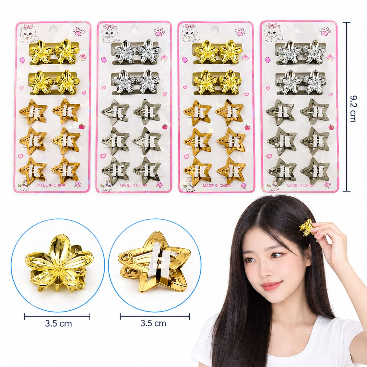 12pack|SET Mini pinza flor c/broche estrella|C358
