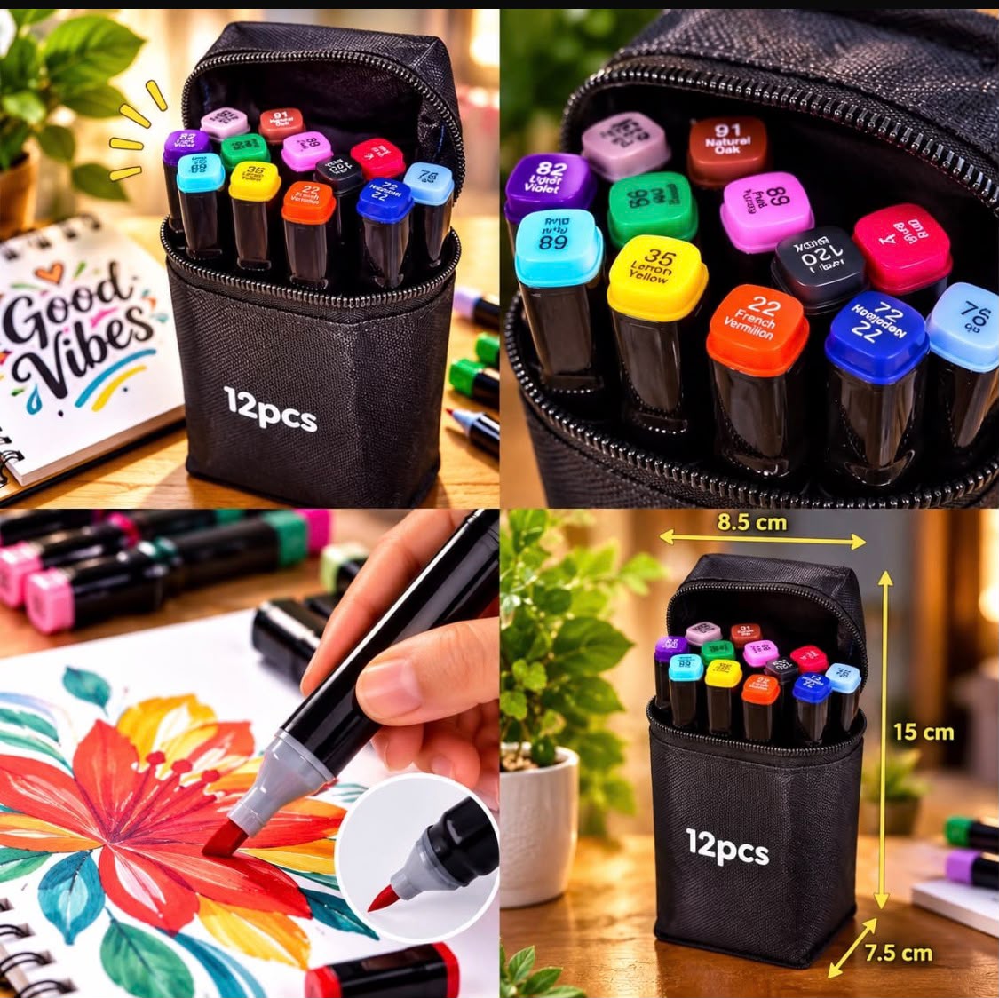 12pc|Plumon de colores doble punta| 0764