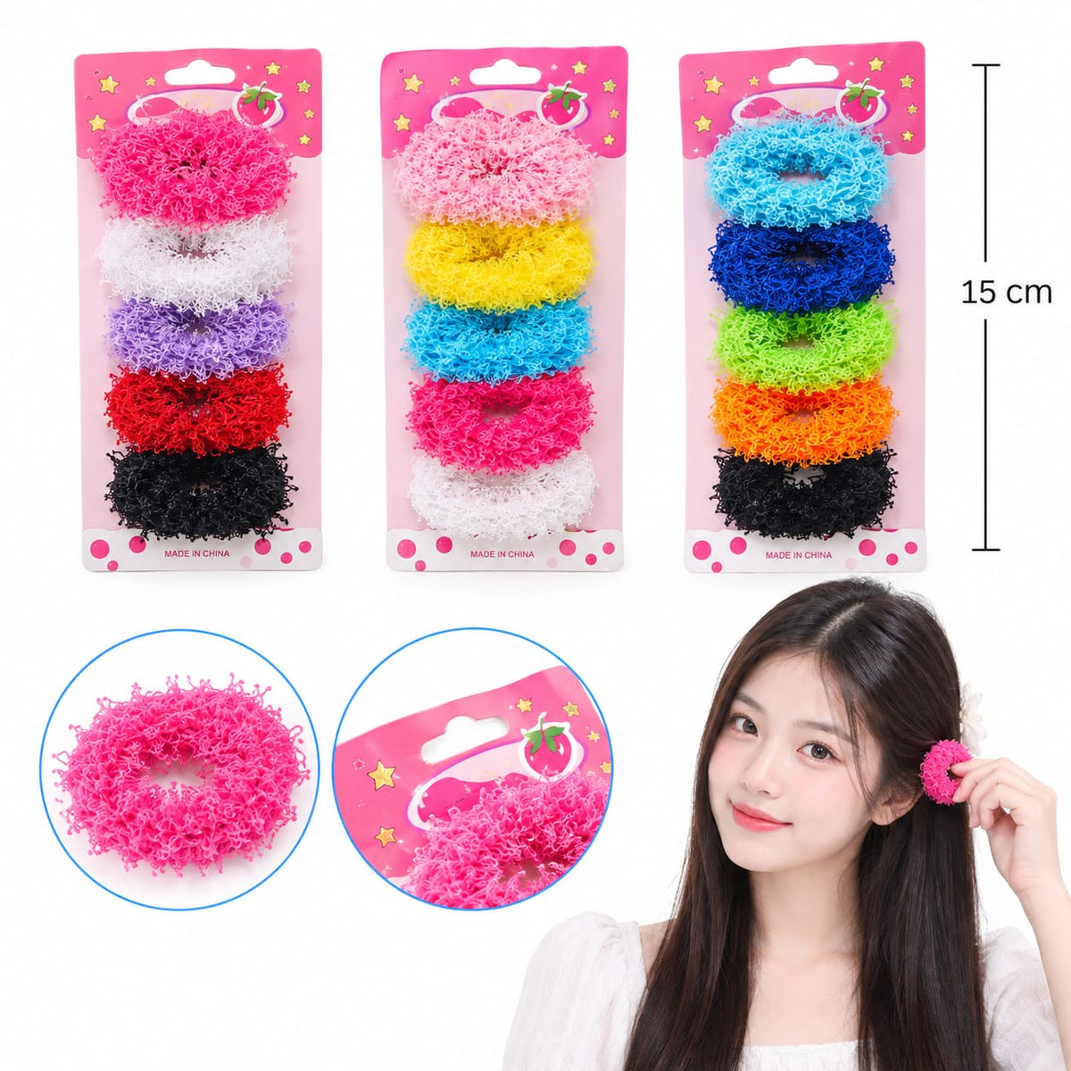 Pack|12 donitas colores peludas|