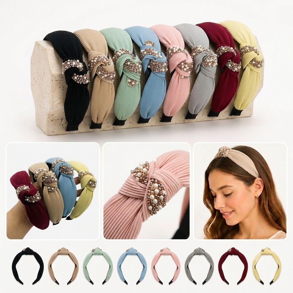 12pc | Diadema Nudo Brillos |T-108