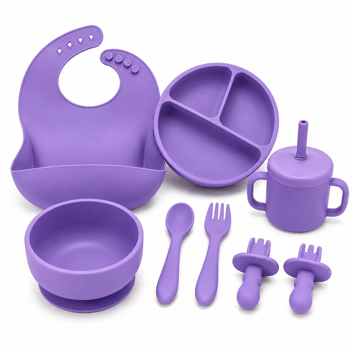 1pack|Set de bebe incluye(plato c/diviciones ,cuchara,tenedor,baso.plato,babero)|RSD-472