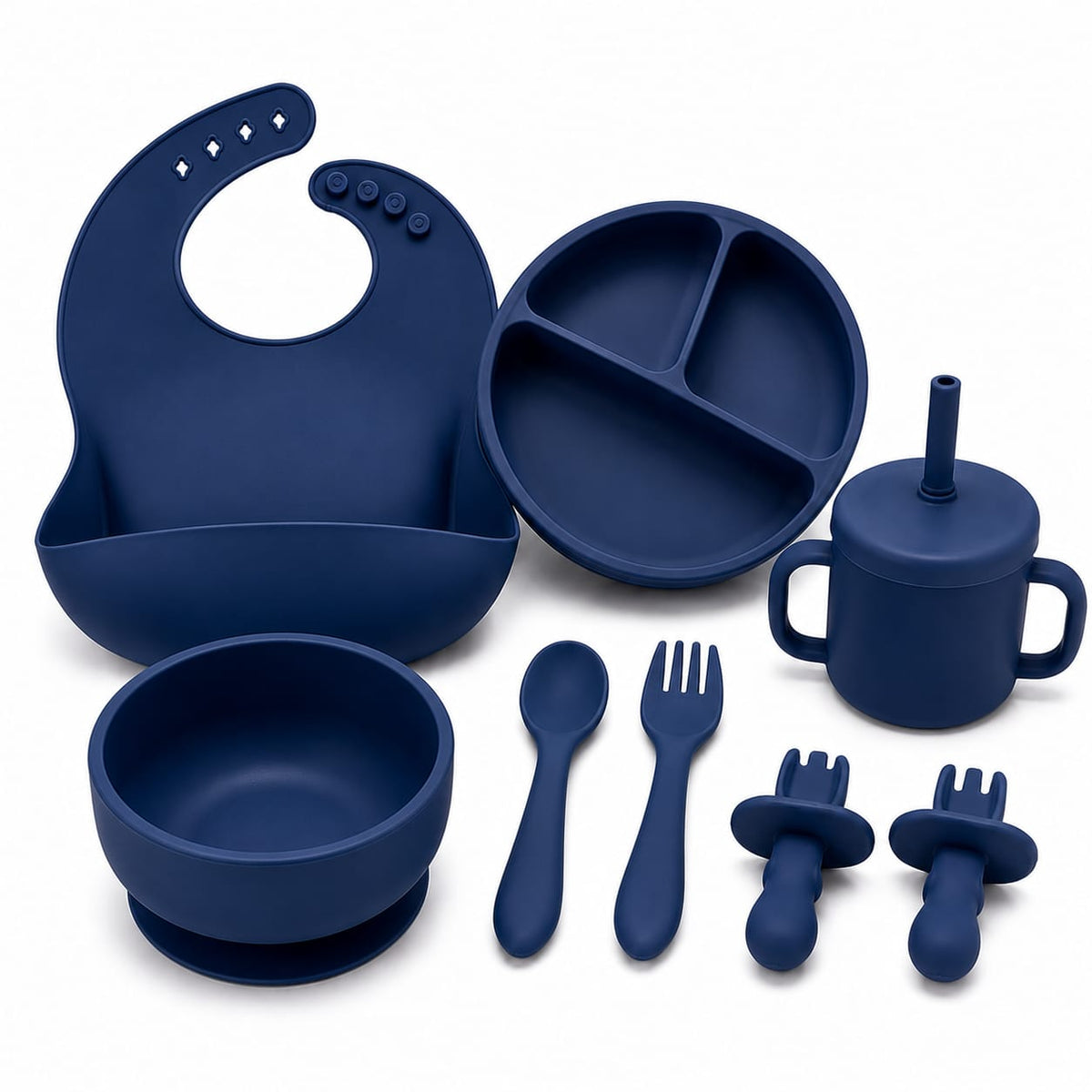 1pack|Set de bebe incluye(plato c/diviciones ,cuchara,tenedor,baso.plato,babero)|RSD-472