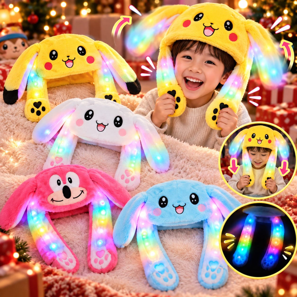 1pc|Gorro luz navideño personajes|