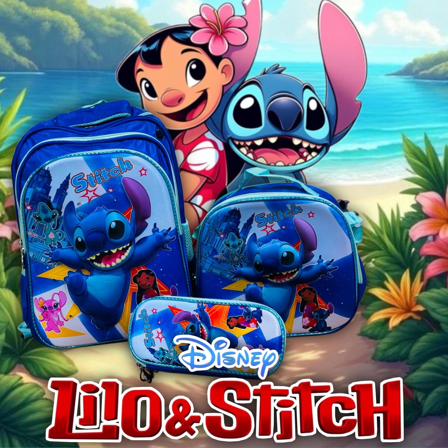 1pack|Mochila (incluye,lapicera,lonchera)| YJ-100|40x32cm