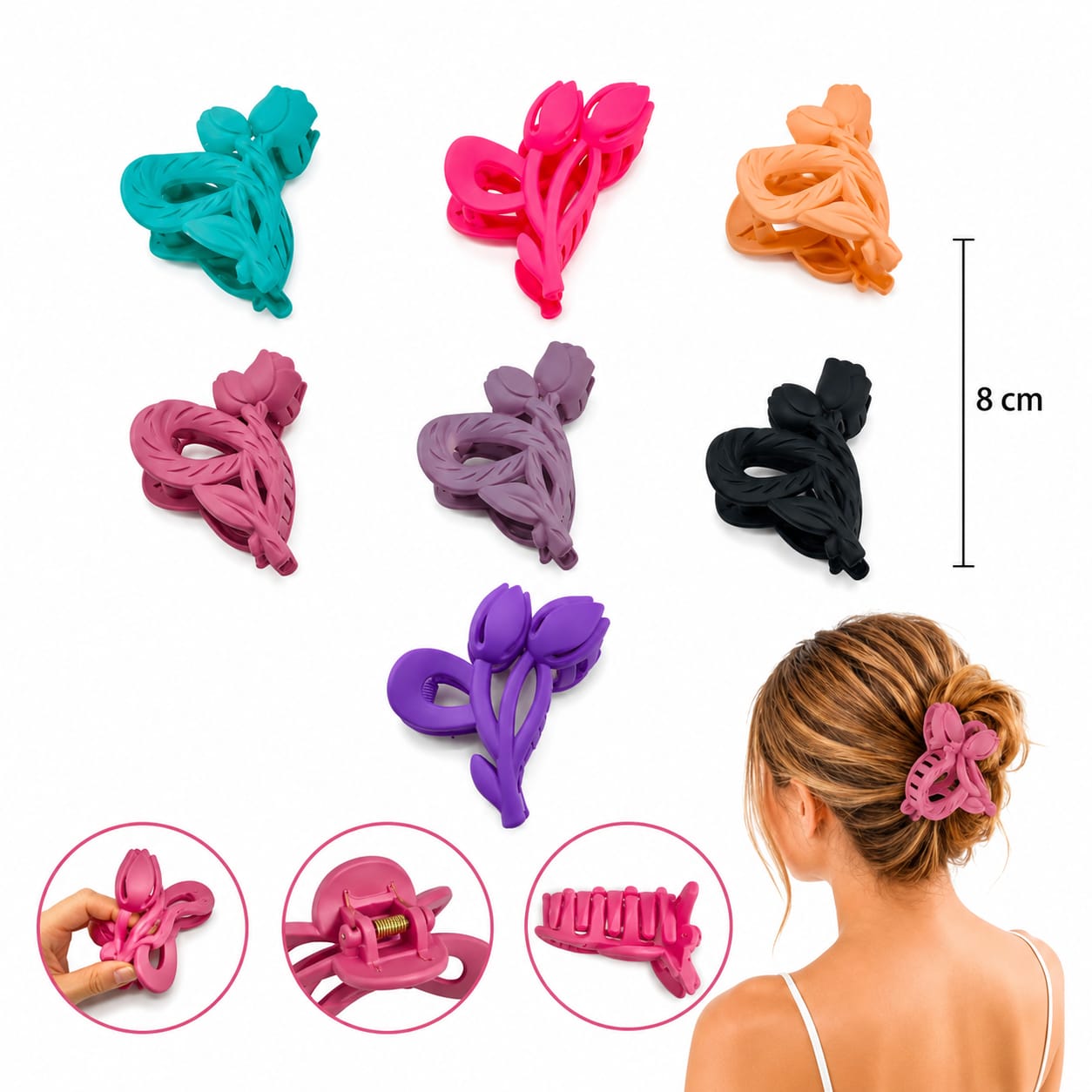 12pc|Pinza rosa y tulipan|FJ-639